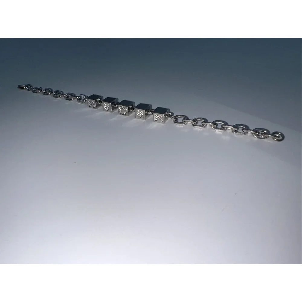 swarovski crystal‎ Women's Block MOM Braclet With Hearts Rhodium Plated